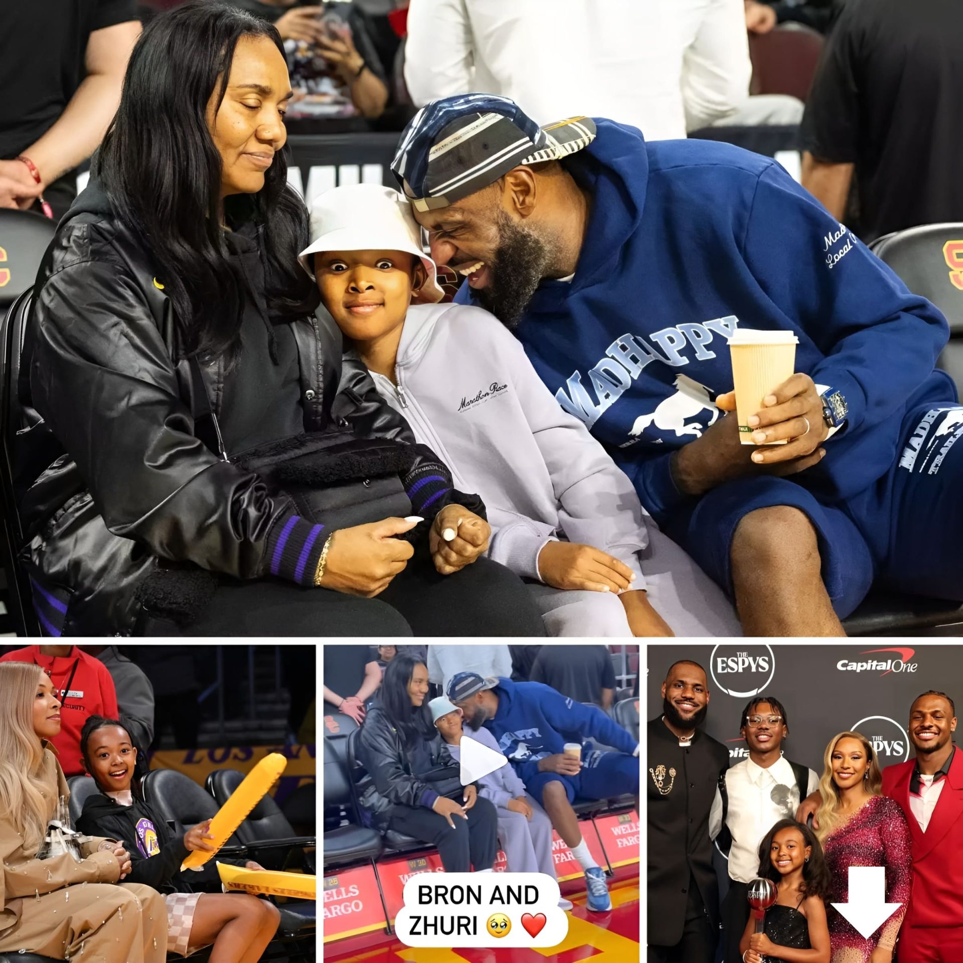 LeBron James Plays With Daughter Zhuri As They Sit Courtside At Son ...